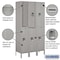 Salsbury Industries Wardrobe Locker, 45" W, 15" D, 78" H, (3) Wide, (6) Openings, Gray 52365GY-U - alternate 4